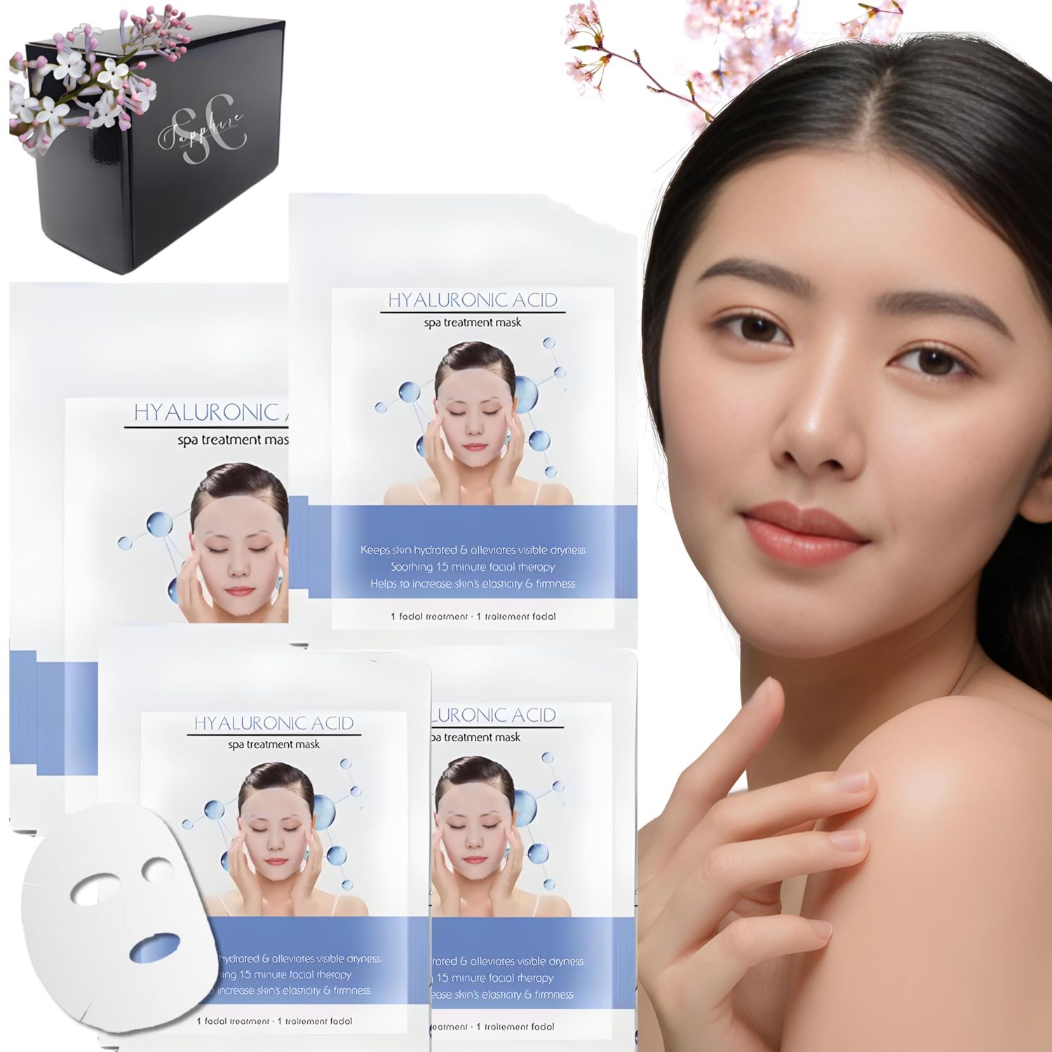 Face Masks Skincare 20-Pack Hydrating Hyaluronic Acid Face Sheet Mask Anti-Aging Skincare PH Balanced for Sensitive Skin Not Tested on Animals Korean Skincare
