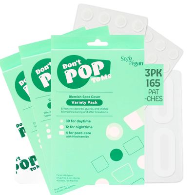 SoloVegan Mild Exfoliating Toner Pads, Serum, Blemish Patch, Cleansing Gel - Korean Skincare (1, 3PK Blemish Patch)