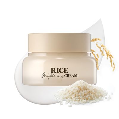 SKINFOOD Rice Brightening Cream, Korean Skin Care Face Moisturizer for Glow Glass Skin, Fermented Rice Water Milk, Replenishing, Whitening, Deep Hydrating, Dark Spot Correcting, Vegan, 60ml/2fl.oz.
