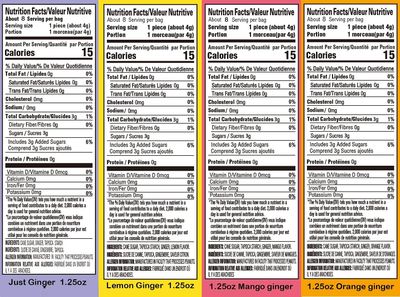 Gem Gem Ginger Candy Chewy Ginger Chews (Assorted Mix, 1.25oz, Pack of 4)