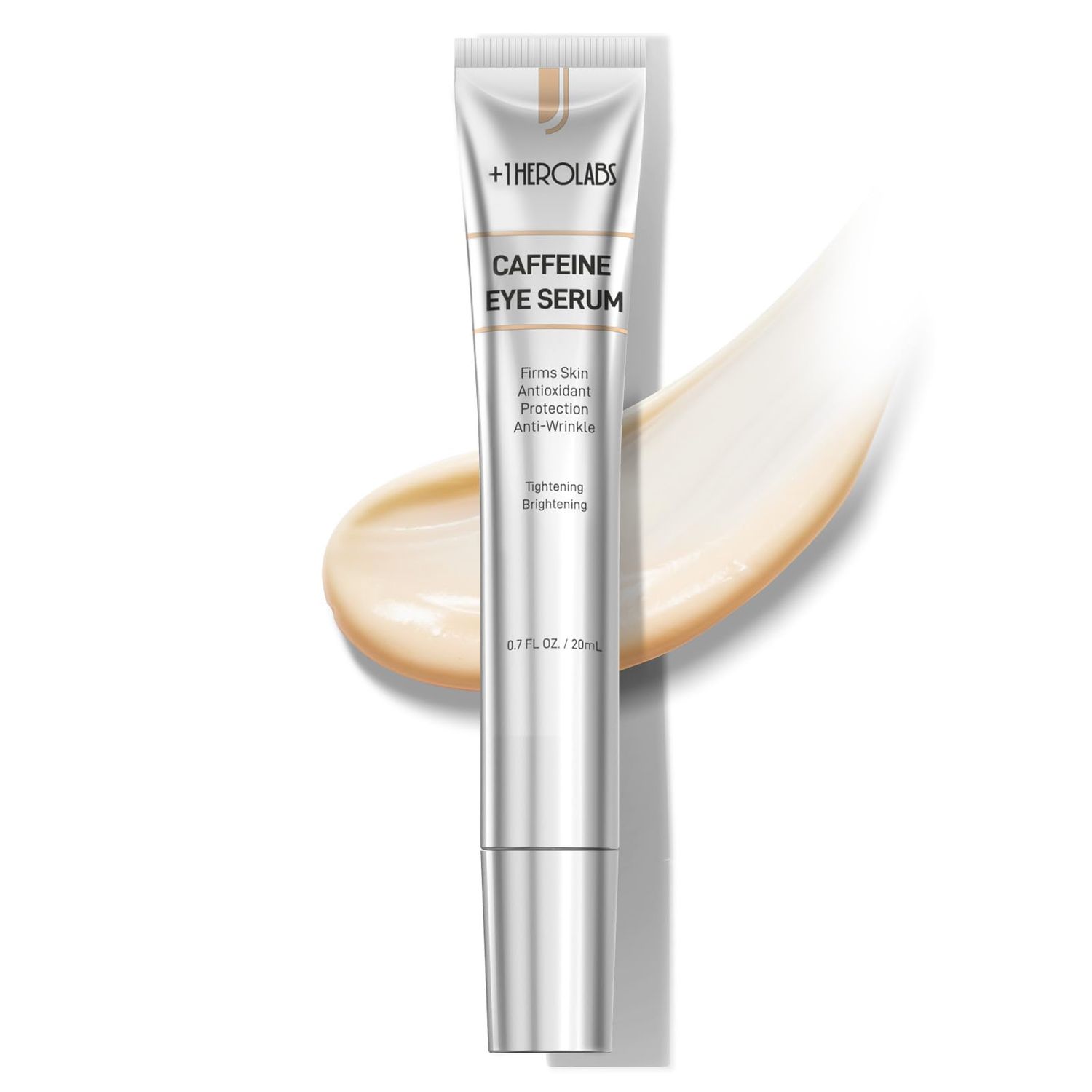 1HEROLABS Caffeine Eye Cream for Dark Circles, Puffiness &amp; Puffy Bags - Under Eye Serum with Caffeine, Niacinamide, Hyaluronic Acid, Vitamin E &amp; Peptides, 0.7 Fl Oz (Pack of 1)