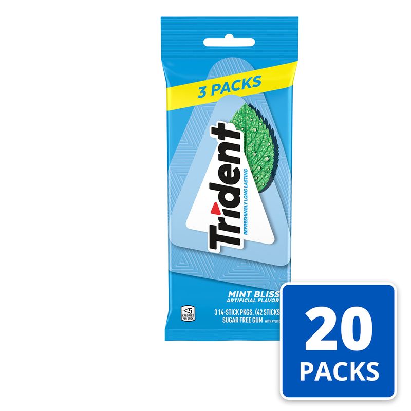 Trident Sugar Free Gum, Mint Bliss Flavor, 60 Packs (840 Pieces Total)