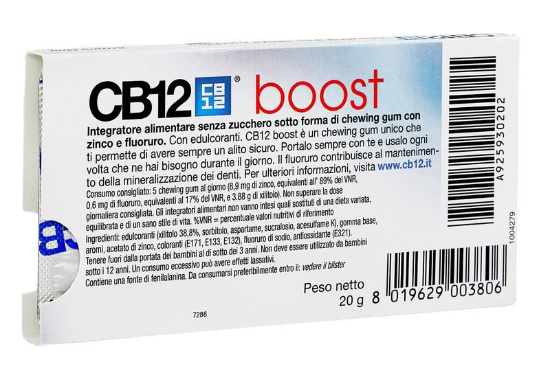 CB12 Boost Sugar Free Gum - Strong Mint (3 x Packs)