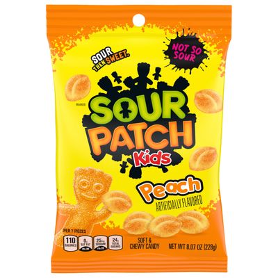 SOUR PATCH KIDS Peach Soft and Chewy Candy, Bulk Candy, 8-8.07 oz Bags