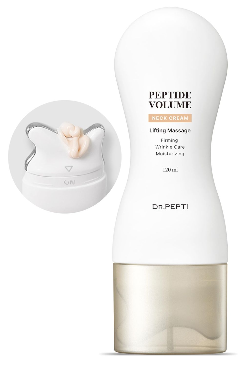 DR. PEPTI Peptide Volume Neck Cream - 2-in-1 Age-Defying Neck Creams for Tightening and Firming w/Built-in Gua Sha Neck Massager - Power Lift Neck Contour Cream with Collagen &amp; Peptides 4.2 fl oz