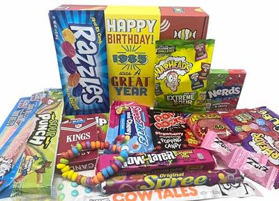 RETRO CANDY YUM 1985 40th Birthday Nostalgic Candy Gift Basket Box Assortment from Childhood Memories for 40 Year Old Woman or Man Born 1985 jr