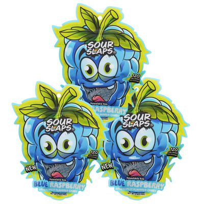 Sour Slaps 3-Pack Flavored Sour Candy Belts - Deliciously Sour, Fresh &amp; Chewy, Extreme Sour Kick, Vegetarian, Choose From 8 Mouth Watering Flavors (Blue Raspberry (3-Pack))