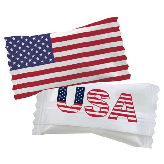 USA AMERICAN FLAG-Peppermints 100 Count Wrapped in Polka Dot Candy Wrapper - Mint Candy