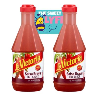 La Victoria Salsa Brava Red Hot Sauce, 15 oz, 2 Pack - Authentic Spicy Hot Sauce Bundled with Sweet Lyfe Magnet