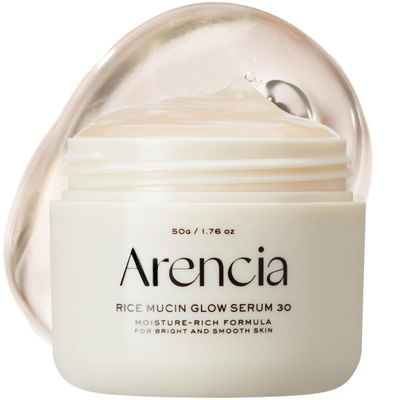 ARENCIA Rice Mucin Overnight Glow Face Mask Serum 30, 1.76 oz, Plumps Skin with Hyaluronic Acid