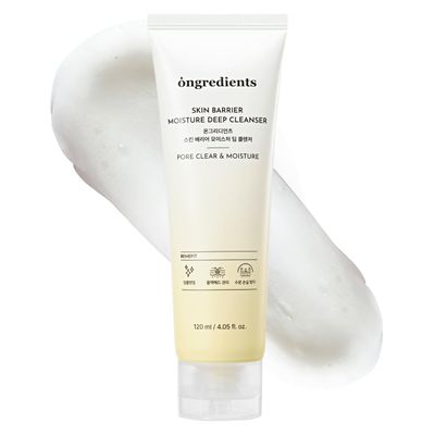 ONGREDIENTS Skin Barrier Moisture Deep Cleanser Daily Face Wash for All Types Centella, Peptide, AHA, LHA, Hydrating, Soothing, Pore Tightening Vegan, Korean Skin Care 4.06 fl Oz