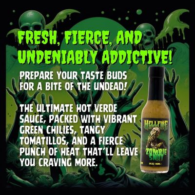 Hellfire Zombie Snot Hot Sauce, Award-Winning Chilehead Salsa Verde Sauce, Made with Carolina Reaper Peppers, World's Best Taco Sauce, Gourmet, Vegan, and Gluten Free, 5 oz