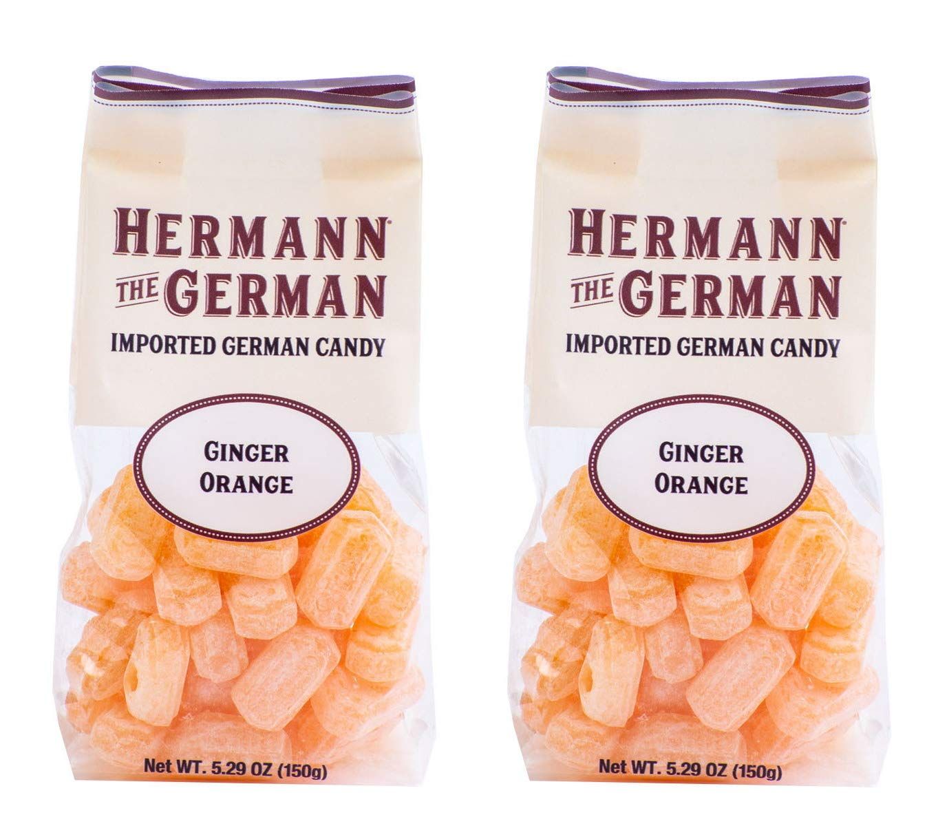 Hermann the German Hard Candy - Imported - Pack of 2 (Ginger Orange)