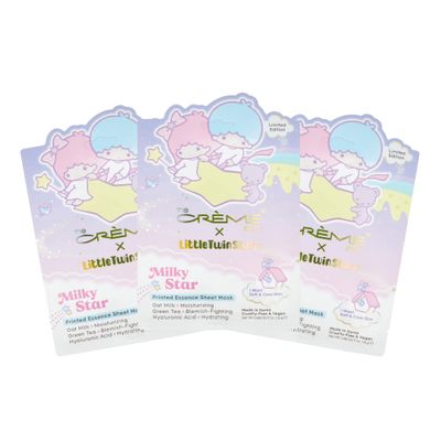 The Crme Shop Little Twin Stars Milky Star Printed Essence Sheet Mask, Paraben-Free, Sulfate-Free &amp; Cruelty-Free Korean Face Mask (Set of 3)