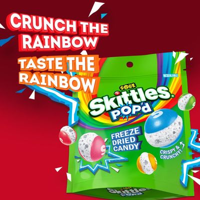 SKITTLES POP'd Sour Freeze Dried Candy, 5.5 Oz Resealable Candy Bag