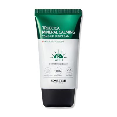 SOME BY MI Truecica Mineral Calming Tone-Up Suncream / SPF50, PA / 1.69Oz, 50ml / Brightening and Calming Effect/Mild Sun and UV Protection Sunscreen for Sensitive Skin