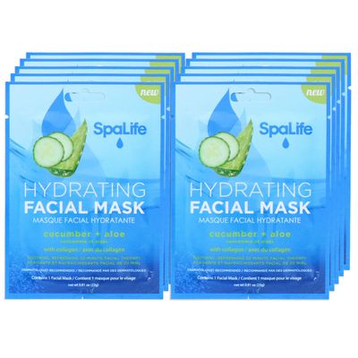 SpaLife Hydrating, Purifying, Anti-Aging, Detoxifying and Soothing Korean Facial Masks - 10 Masks - (Cucumber Aloe)