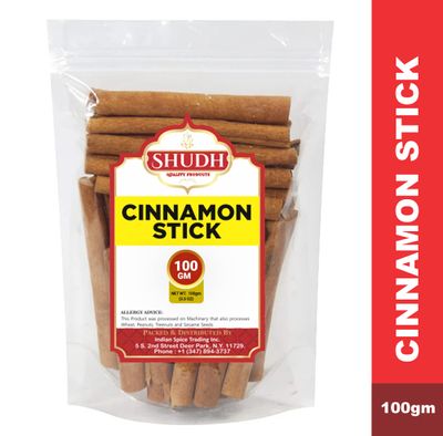 SHUDH Cinnamon Sticks 100GM (3.5 Oz) Cassia Cinnamon Canela Perfect for Baking, Cooking &amp; Beverages &amp; Oatmeal 2 3/4" Length 100% Raw From Indonesia (100 GM)