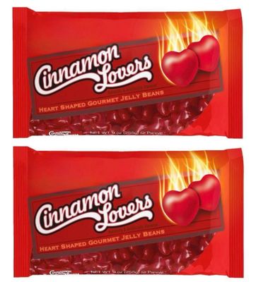 Valentine&#39;s Heart-Shaped Jelly Beans, 9 Oz Bag - Pack of 2 (Cinnamon Lovers)