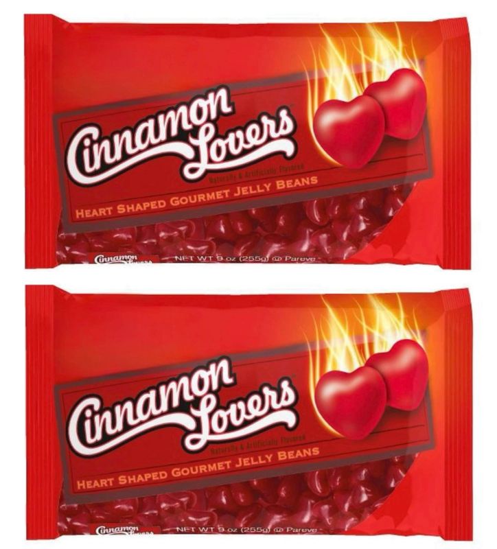 Valentine's Heart-Shaped Jelly Beans, 9 Oz Bag - Pack of 2 (Cinnamon Lovers)