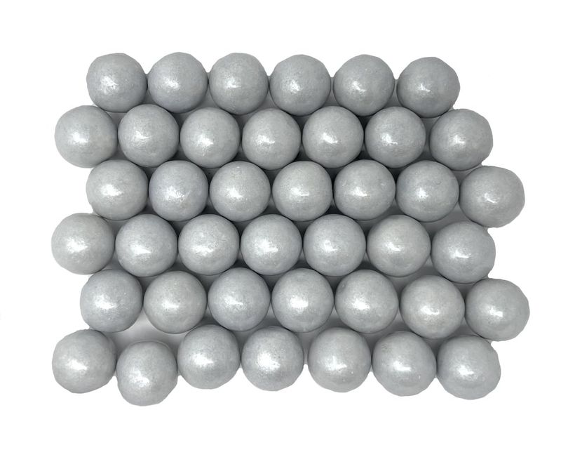 YANKEETRADERS Silver Fruit Flavored Gumballs 1", 2 Pounds Bulk