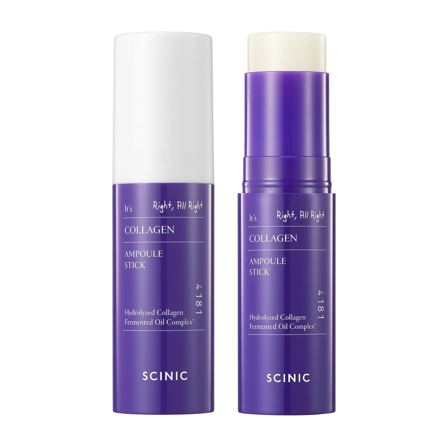 Set of 2 SCINIC Collagen Ampoule Stick - 0.35 fl.oz Each, Anti-Aging &amp; Hydrating Multi-Balm with Low-Molecular Collagen &amp; Fermented Oil for Firm, Radiant Skin Korean Skincare