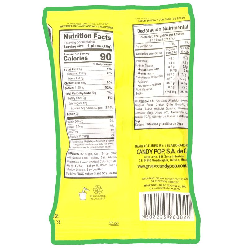 Needzo Mexican Candies, Flavored Lollipops with Chili Powder, Bulk Individually Wrapped Candy (Pack of 10) (Watermelon)