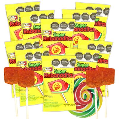 Needzo Mexican Candies, Flavored Lollipops with Chili Powder, Bulk Individually Wrapped Candy (Pack of 10) (Watermelon)