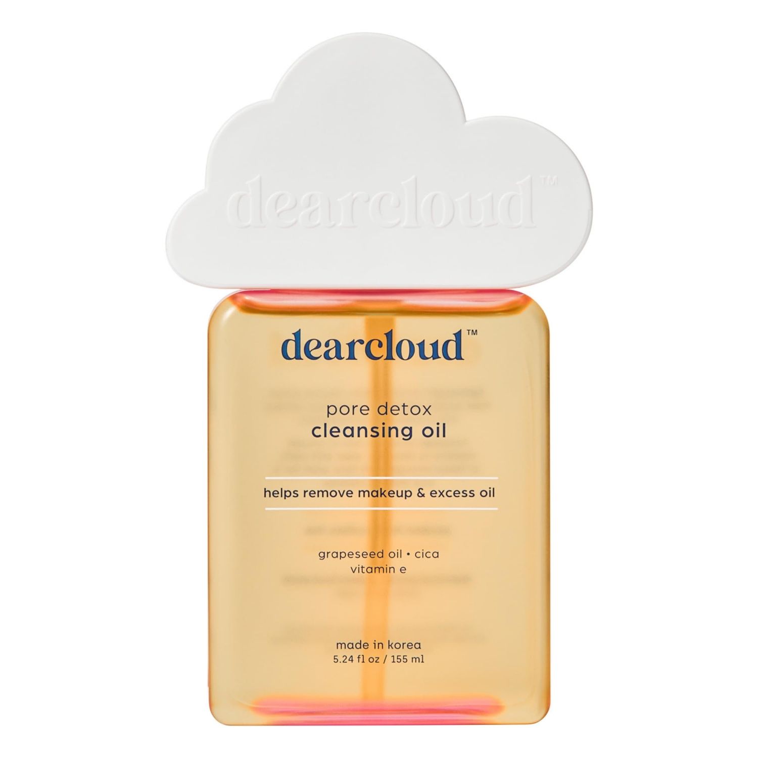 dearcloud Pore Detox Cleansing Oil - Korean Cleansing Oil Makeup Remover for Face with Cica and Vitamin E (5 fl oz)