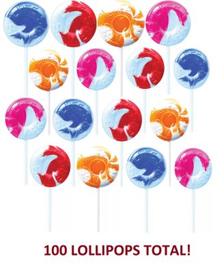 Life Saver Swirl Lollipops 100 Count Easter Basket Candy Wrapped Swirled Suckers 4 flavors - Includes PITCHING PIGEON Brand magnet