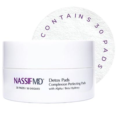 NassifMD Exfoliating Detox Pads, AHA Pads Formulated with Glycolic Acid, Witch Hazel, and Salicylic Acid, Suitable for Sensitive Skin