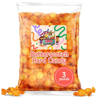 Butterscotch 3 Pounds Buttons Hard Candy Individually Wrapped- Old Fashioned Christmas candy-Christmas candy stocking stuffers-individually wrapped Christmas candy