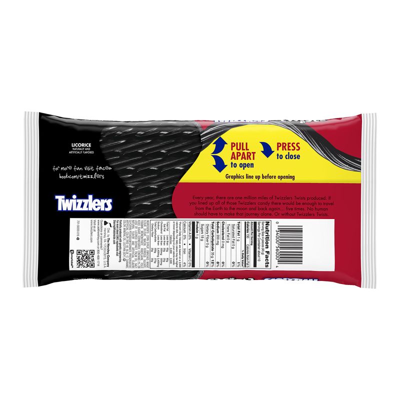 TWIZZLERS Twists (Black Licorice, 1-Pound Bags, Pack of 6)