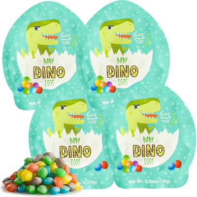 24 Pack of Dinosaur Candy - Baby Dinosaur Eggs Mini Fruit Chews for Dinosaur Party, Dino Party Favors, Candy for Party Bags Pack Of 24 x 0.35oz/10g by 4YoreElves