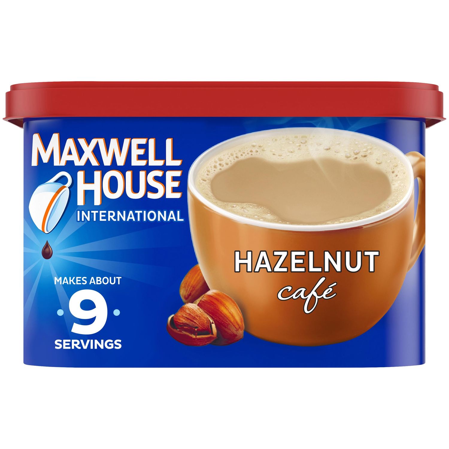 Maxwell House International Hazelnut Caf-Style Instant Coffee Beverage Mix, 9 oz. Canister