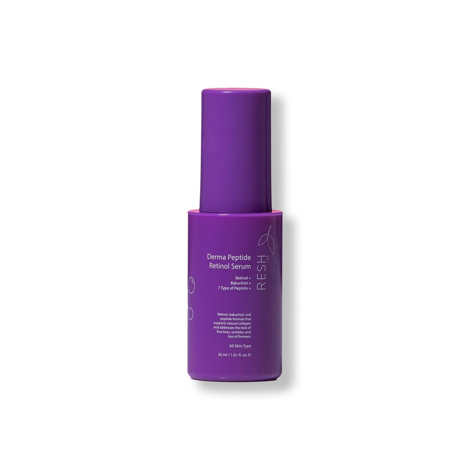 RESH LAB Retinol Serum for Face - 30ml Anti-Aging &amp; Acne Treatment with 7 Types of Peptides, 1% Bakuchiol Skincare for Wrinkles, Dark Spots &amp; Sensitive Skin