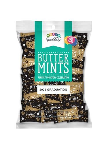 Party Sweets 2025 Graduation Buttermints by Hospitality Mints, Appx 300 mints, 7-Ounce Bags (Pack of 6)