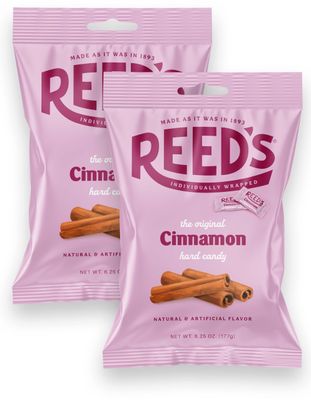 Reeds Cinnamon Candy, 6.25oz Bag (Pack of 2) Individually Wrapped Cinnamon Hard Candy, The Hampton Candy Company