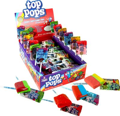 Top Pops Chewy Taffy Pops, 16.9 Ounce Assorted Flavors, 48 Count