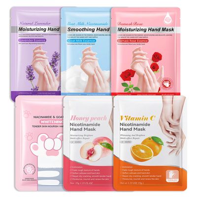 Hydrating Hand Masks, 6PCS Hand Mask Moisturizing Gloves for Men Women, Smooth Long Lasting Soft Exfoliating Hand Peeling Spa Mask Moisturizer Beauty Gift Set for Dry Cracked Rough Dull HandsA)