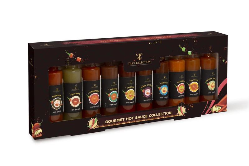 Hot Sauce Gift Set - Chilli Gifts For Men And Women 10 Chilli Hot Sauce Food Collection Jalapeno Sauce, Habanero Hot Sauce, Scotch Bonnet Sauce - Food Gifts Perfect For One Chip Challenge