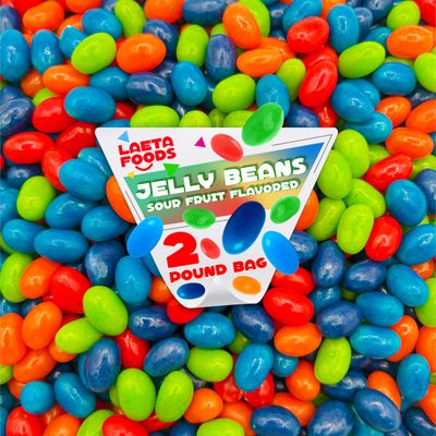 Sour Jelly Beans Easter Candy 2 Pound Bag Assorted Fruit Flavors