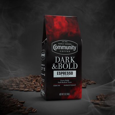 Community Coffee Dark &amp; Bold Espresso Roast, Extra Dark Roast Ground Coffee, 12 Ounce Bag (Pack of 1)