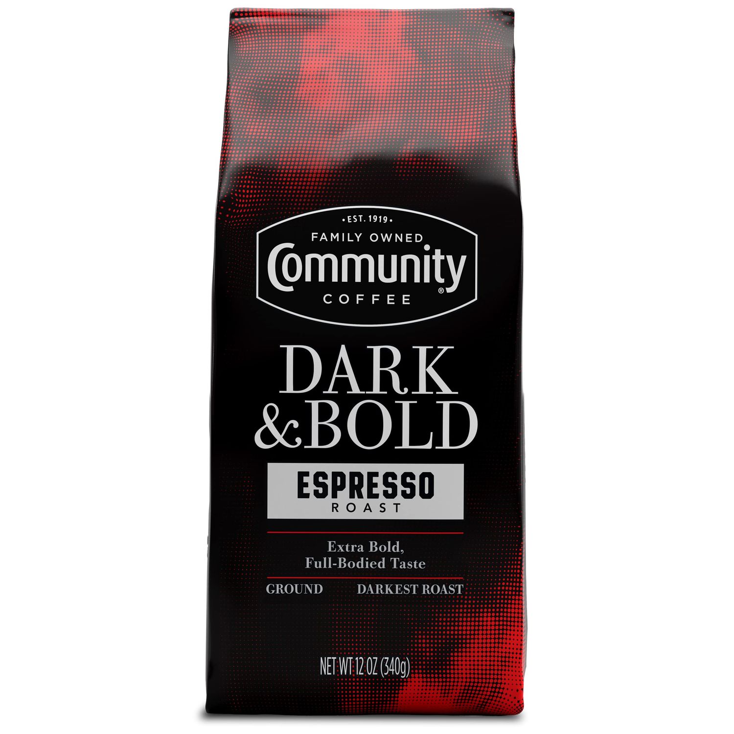 Community Coffee Dark &amp; Bold Espresso Roast, Extra Dark Roast Ground Coffee, 12 Ounce Bag (Pack of 1)