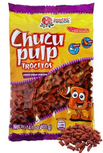 Chucu Pulp Trocitos (Chaca Chaca) Fruit Pulp Pieces - Net Wt. 14.1 oz (400g) - Hot, Salty Mexican Candy - Dulces Tpicos Brand