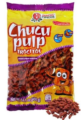 Chucu Pulp Trocitos (Chaca Chaca) Fruit Pulp Pieces - Net Wt. 14.1 oz (400g) - Hot, Salty Mexican Candy - Dulces Tpicos Brand