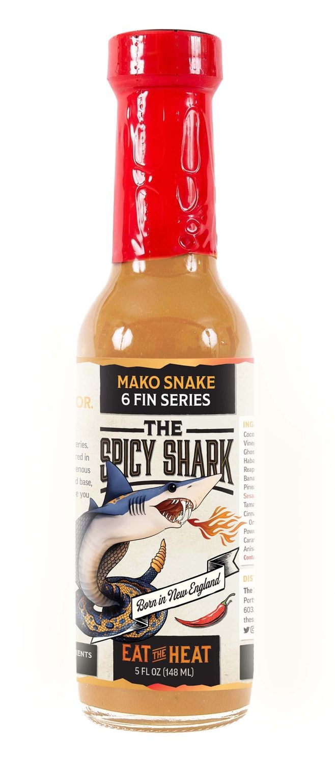 The Spicy Shark Mako Snake Hot Sauce - Featured on The Hot Ones - Made with Ghost pepper and Carolina Reaper