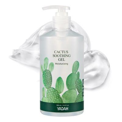 YADAH Cactus Soothing Gel (16.9fl oz) - Sunburn Relief, Calm, Cool &amp; Soothe Irritated Skin, Face Redness. Korean Skin Care. 95% Cactus Extract, Vegan.