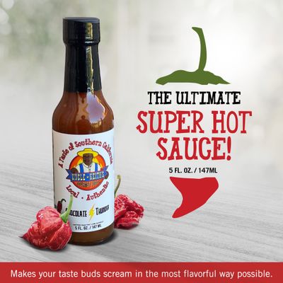 Uncle Keiths - Chocolate Thunder Gourmet Chili Hot Sauce, Chocolate Trinidad Scorpion Hot Peppers, 1.2 Scoville Units of Super Hot Sauce, Exotic Spicy Sauce, 5 Ounces