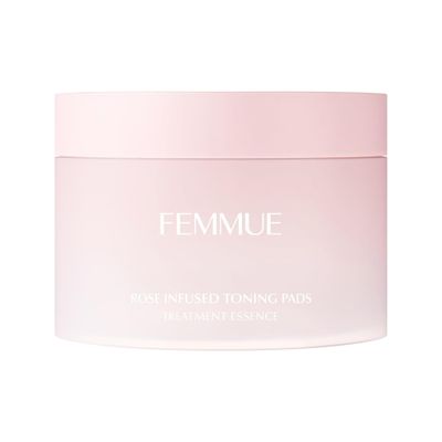 FEMMUE Rose Infused Face Toning Pads (60 Pack) Daily Exfoliating Toner Cotton Rounds with Rose Water Korean Skin Care